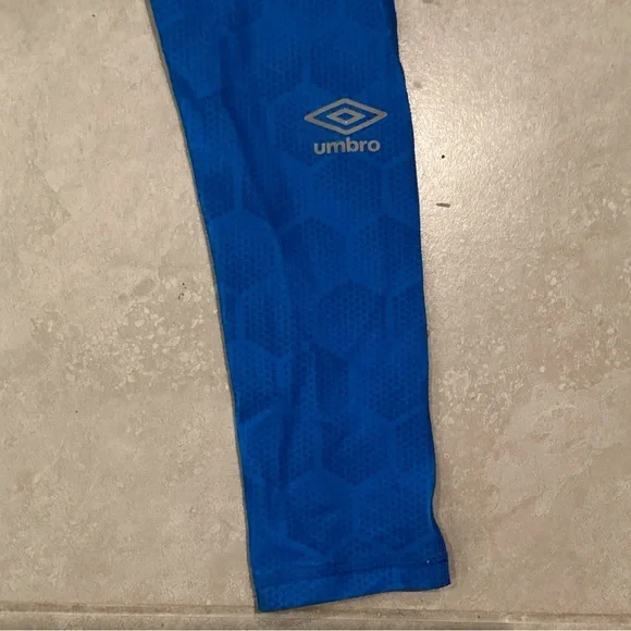 Umbro Compression Tights Boys Blue Stretch Training - Picture 6 of 7